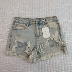 Cello Light Blue Distressed Denim Shorts